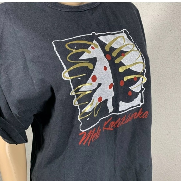 Vtg 80s Women’s Christmas T-Shirt Crazy Shirt One size Black Mele Kalikimaka - Picture 5 of 8